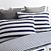 Luxury Hotel Quality 3-Piece Double Brushed 1800 Series Microfiber Reversible Duvet Cover Set with 2 Pillow Shams - Full / Queen, Navy and White Stripe by Exclusivo Mezcla