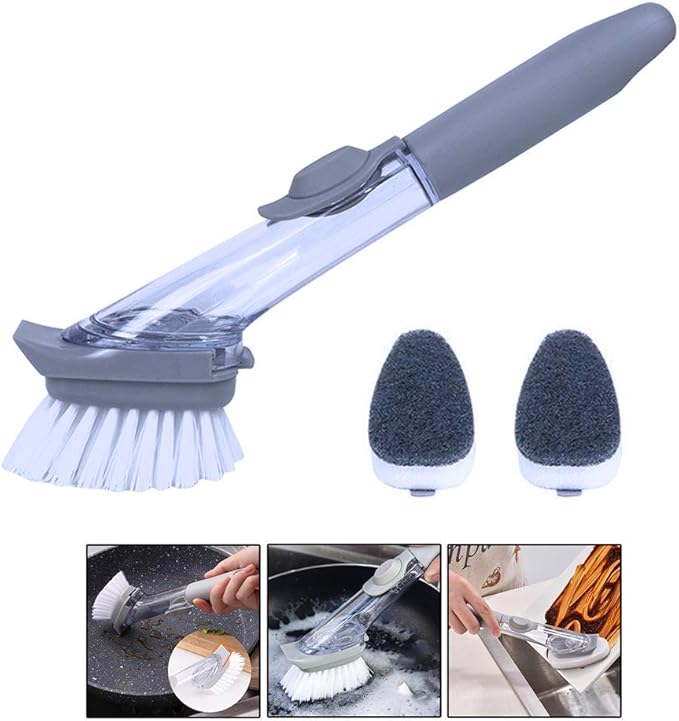 Soap Dispensing Washing Up Dish Brush, Soap Dispensing Palm Brush Dish