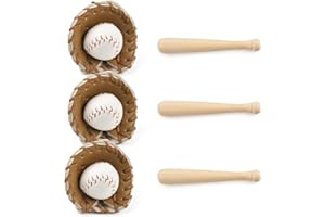 HUIANER Miniatures Baseball Bat 9pcs Dollhouse Accessories Sports Mini Bat Glove Ball Set Mini Sports Dollhouse Kitchen Fairy