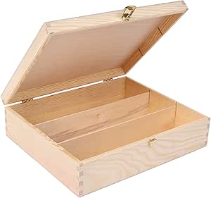 Creative DECO Caja Madera Vino para Decorar | Tapa y Bisagra