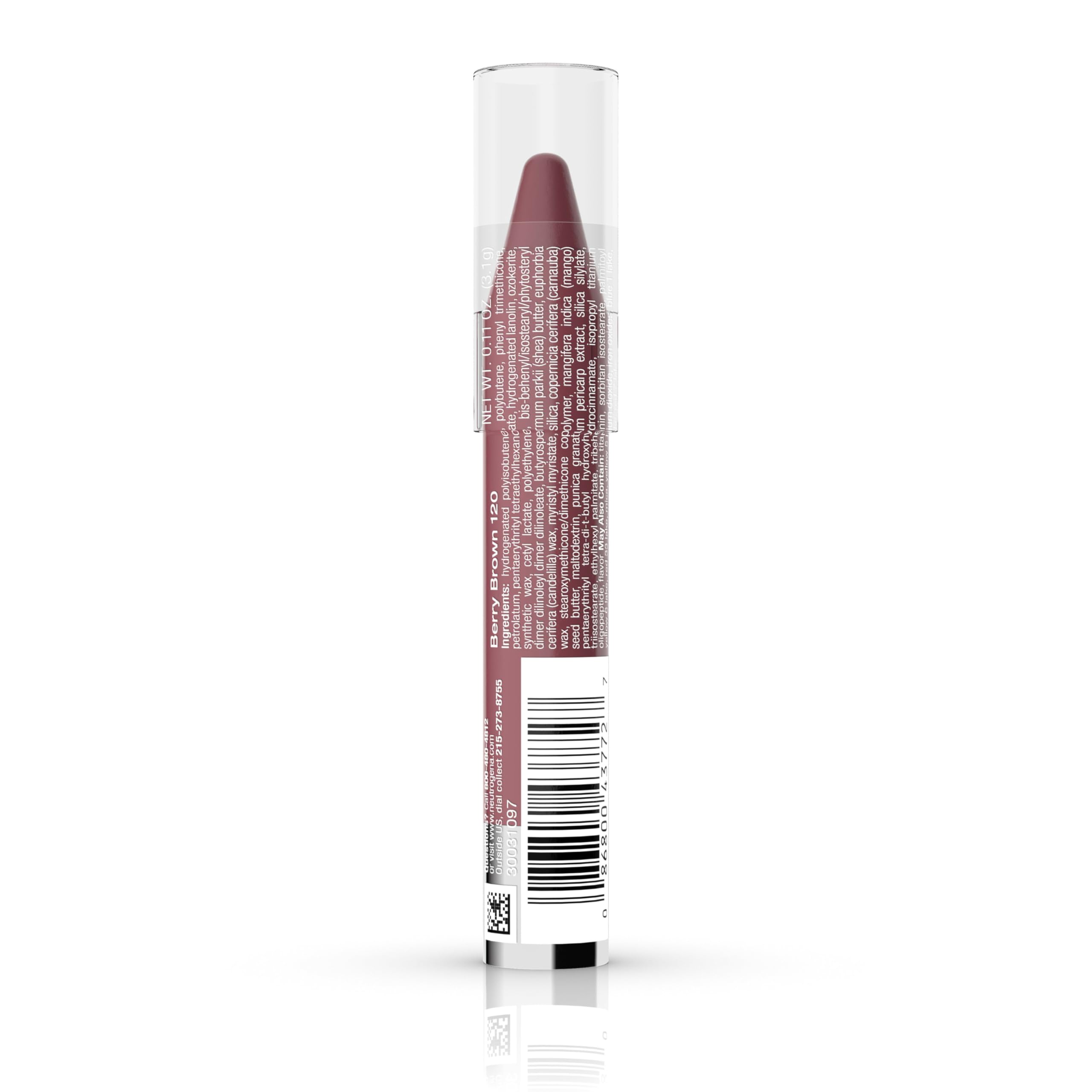 Neutrogena Moisture Smooth Color Stick for Lips, Moisturizing and Conditioning Lipstick with a Balm-Like Formula, Nourishing Shea Butter and Fruit Extracts, 120 Berry Brown.011 oz (Pack of 1)
