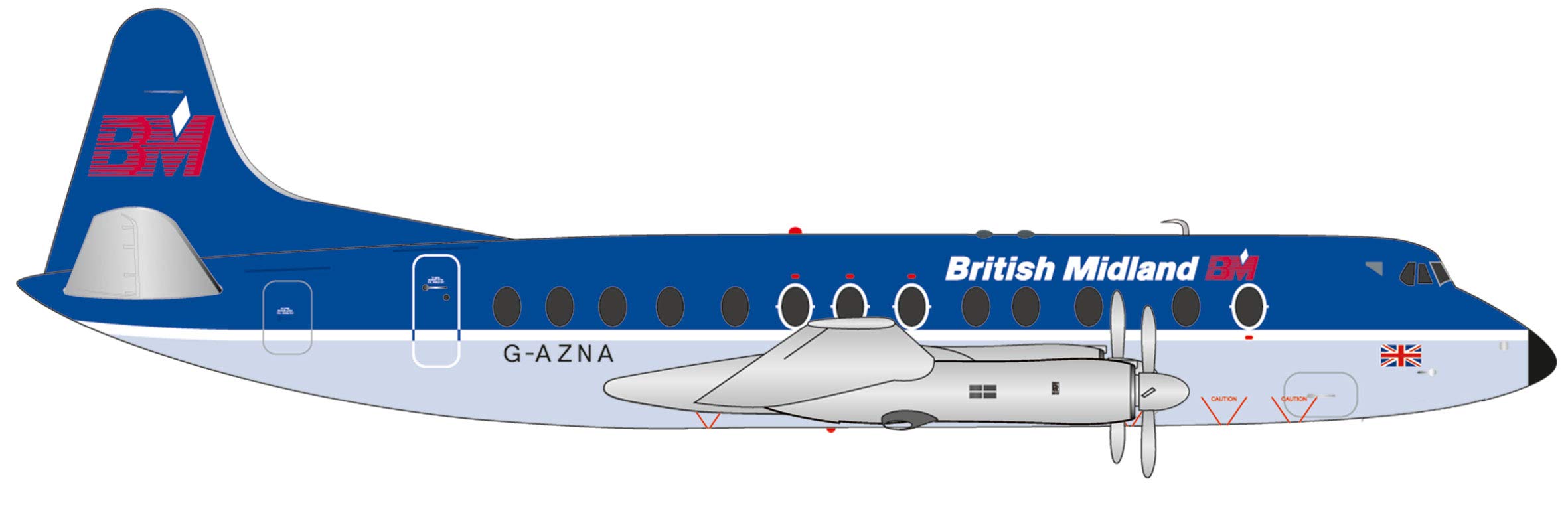 Herpa 559591 British Midlands Vickers Viscount 800 Collectable Wings Aircraft, Multi-Colour