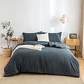 COTTEBED Washed Polycotton Microfiber King Size Comforter Set, Lightweight Ultra-Soft Comfy Cozy Bedding Blanket Comforter with 2 Pillow Shams for All Season Use - Dark Dusty Blue Grey King/Cal King