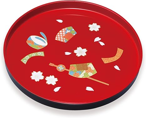 Amazon 紀州のぬりもの 丸盆 8 0 赤溜 花かがり 22 24 4 トレイ 盆 トレー お盆 おしゃれ プラスチック 丸 日本製 トレイ 盆 オンライン通販