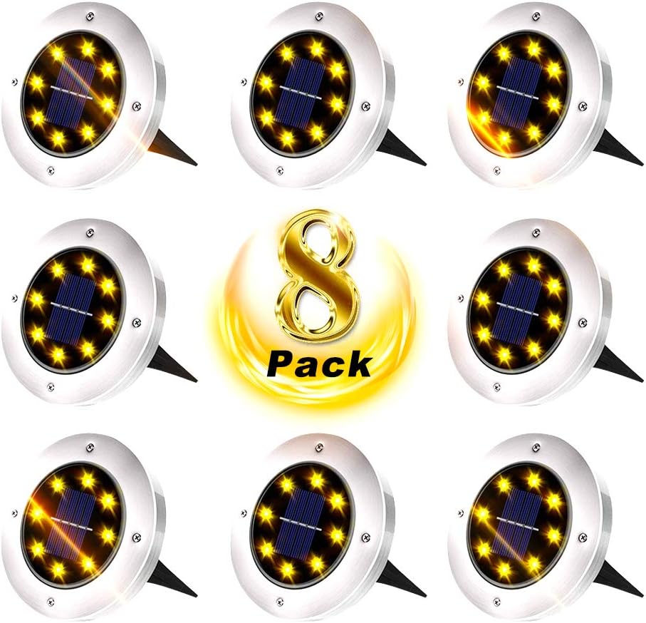 Solar Ground Lights, Upgraded Outdoor Garden Waterproof Bright in