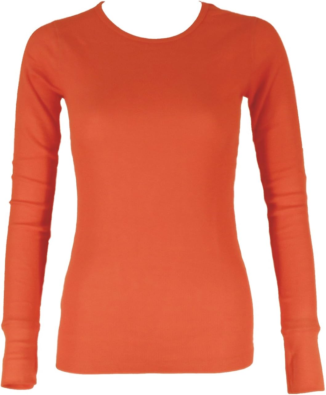 Ladies Orange Long Sleeve Thermal Top Crew Neck at Amazon Women’s