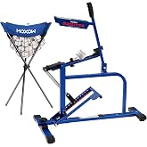 MOXOW Sagitta Manual Baseball &amp; Softball Pitching Machine with Ball Caddy - Portable Ball Launcher for Batting and Fielding Practice, Ideal for All Skill Levels