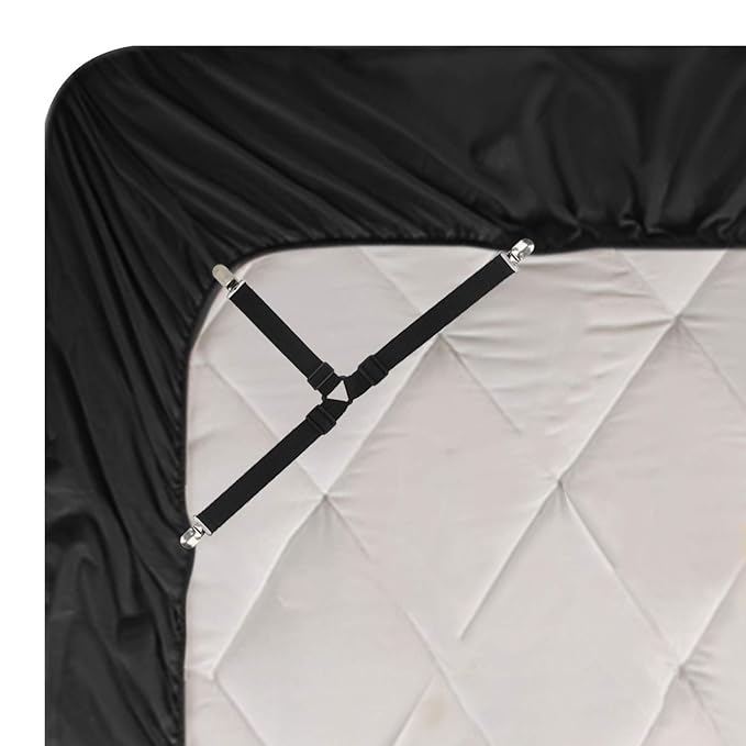 HBF 4 er Pack 3-Wege verstellbare Bettlakenclips Spanner Bettlakenspanner Tischtuchspanner Lakenhalter