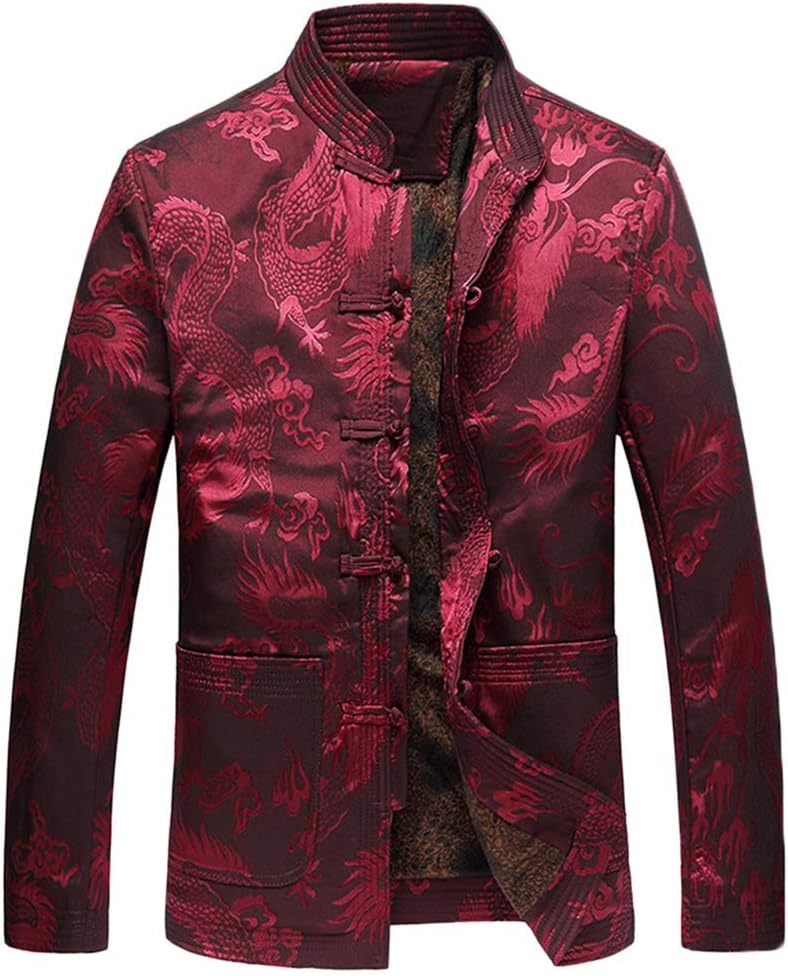 Chinese Clothing Tang Style Jacket Traditional Tangzhuang Costumes Jackets Martial Feast Clothing Arts Kung Fu Tai Chi Long Sleeves Uniform for Men