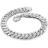 Dankadi Fashion 925 Sterling Silver Solid Miami Cuban Link Chain Bracelet 8MM-12MM-14MM Curb Cuban Solid Thick Big Link Bracelet For Men 7-10 Inch Jewelry Gift
