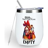 Funny Quotes Wine Tumbler, Sarcastic Chicken Gifts Chicken Decor Stuff Double Wall Vacuum Insulated Coffee Mug Wine Glass 12 oz Tumbler with Lid for Women Men Leader Mentor Work Birthday Christmas