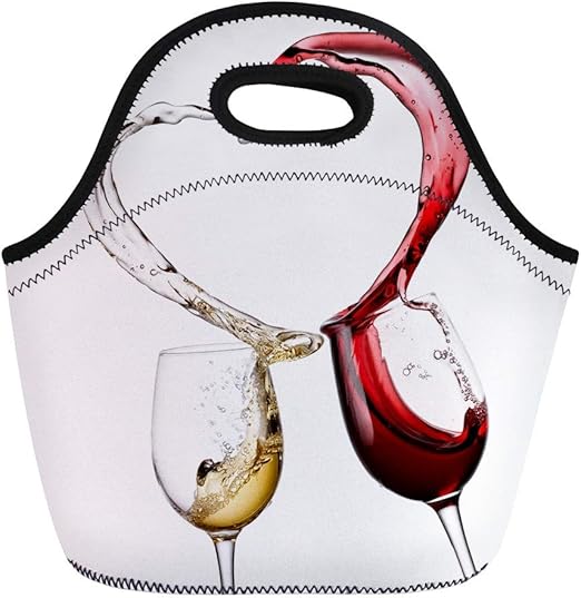 Amazon Com Semtomn Neoprene Lunch Tote Bag Love Red And White