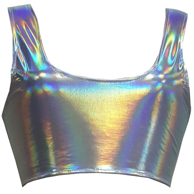 holographic crop top amazon