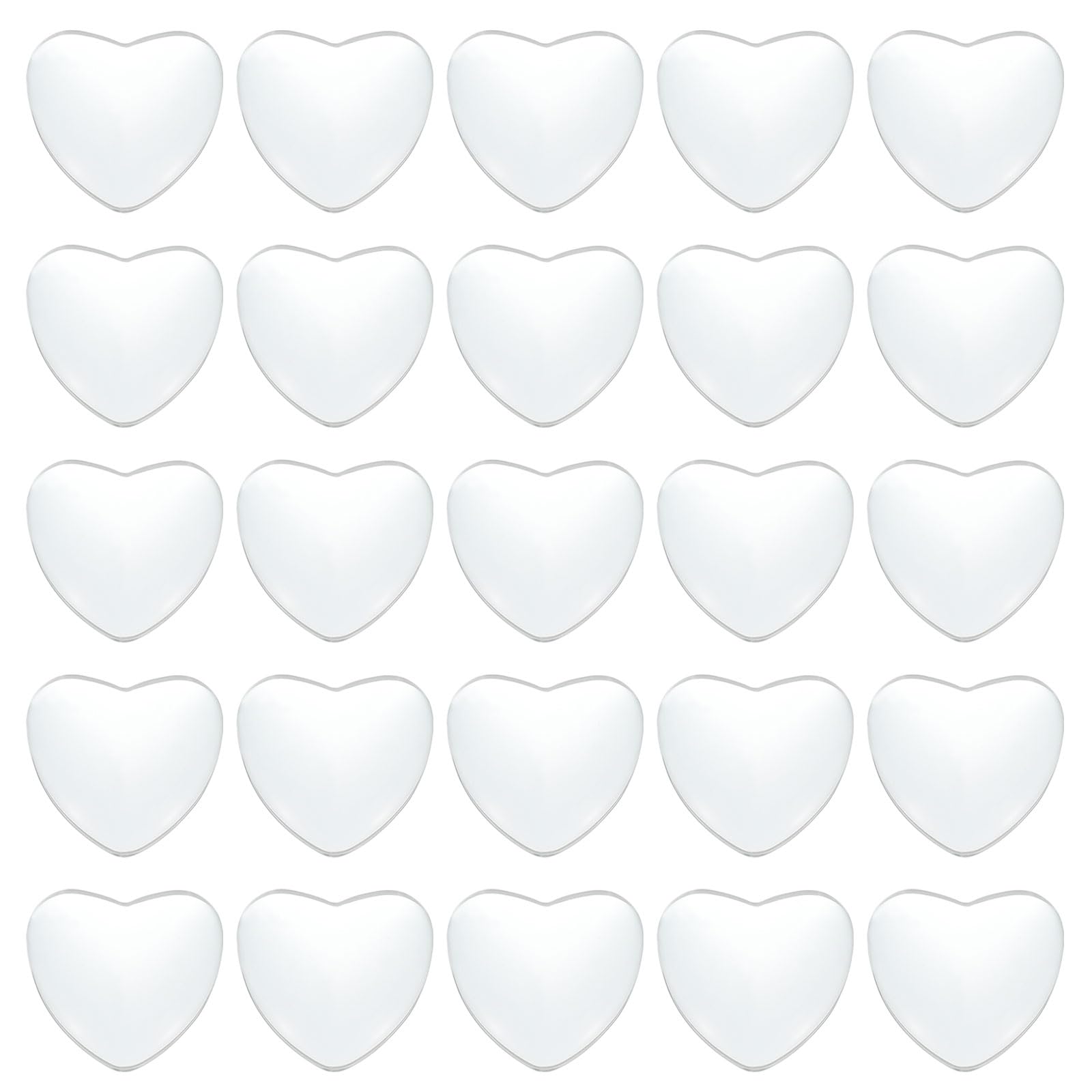 PATIKIL Transparent Glass Cabochons, 60Pcs 20x20mm Heart Shaped Glass Dome Tiles for Photo Pendant Jewelry Making, Clear
