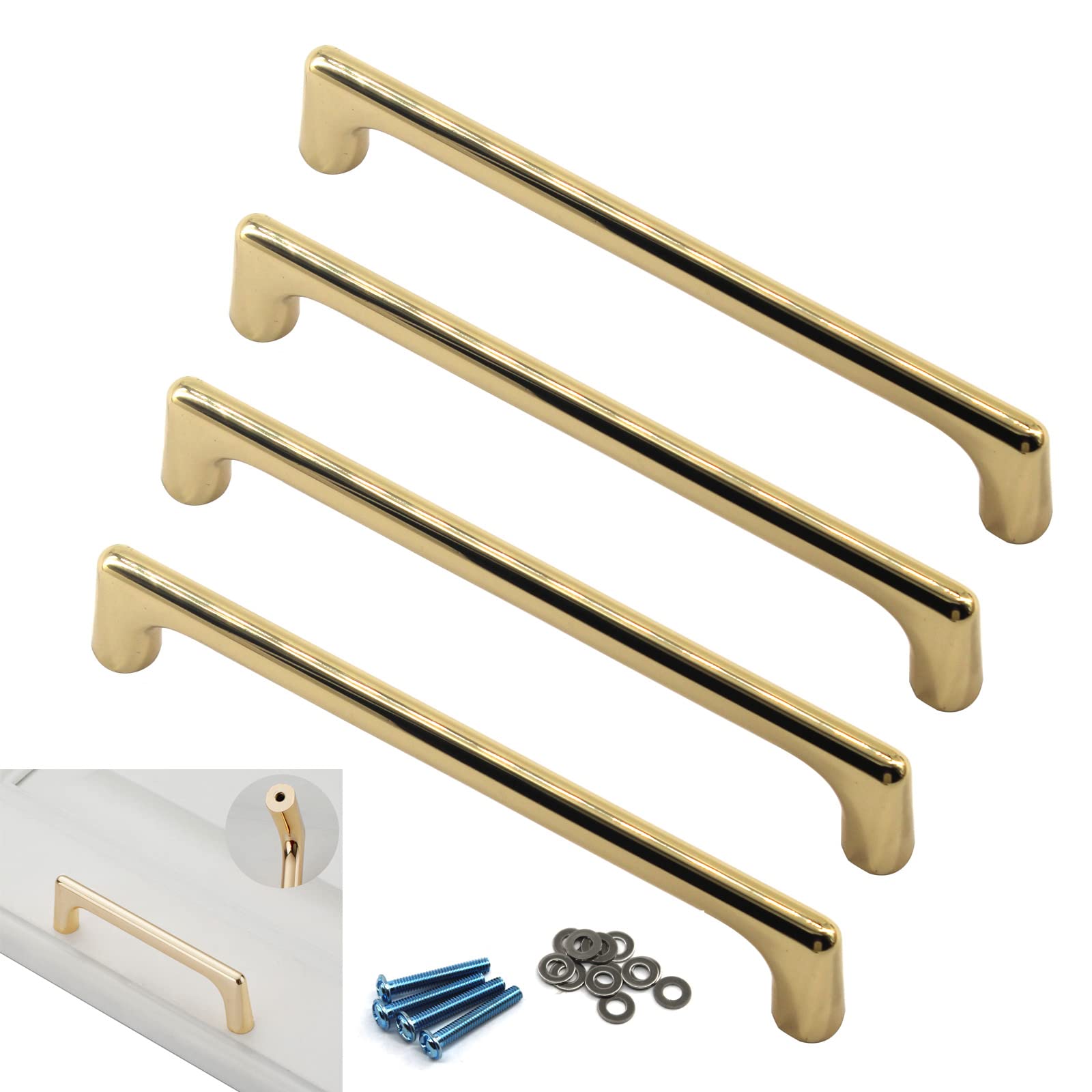 Zerniple 128mm Golden Handle Pull Solid Zinc Alloy Drawer Wardrobe Handle Pull Kitchen Cabinet Handle Cupboard Knobs (4 Pieces)