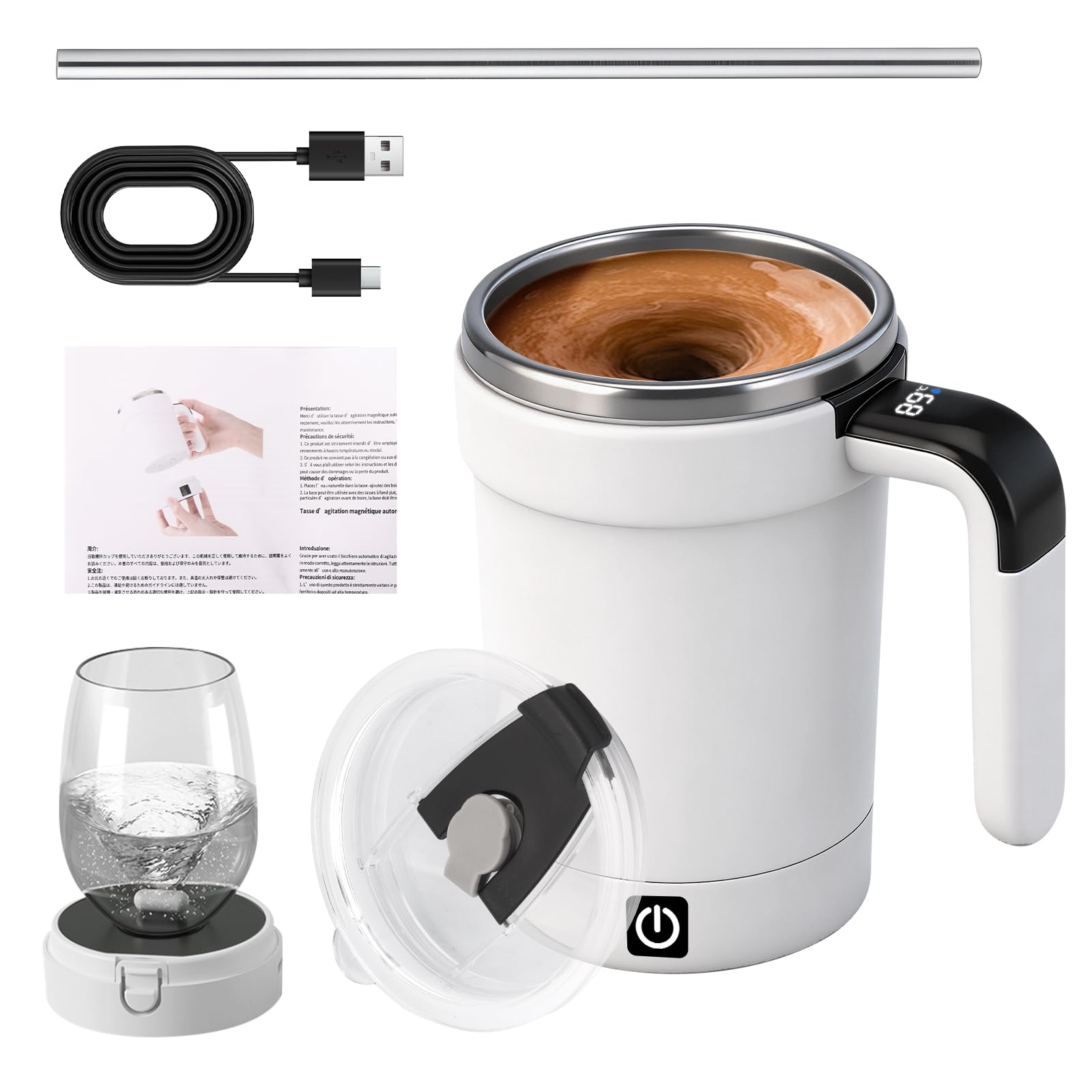 Photo 1 of Self Stirring Coffee Mug, Rechargeable Self Stirring Mug with Temperature Display, Automatic Self-Stirring Magnetic Coffee Mug for Coffee, Tea, Milk 13OZ