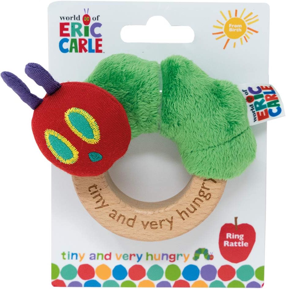 Rainbow Designs Very Hungry Caterpillar Ring Rattle, Endearing Baby Teething Toy, Iconic Story from Eric Carle