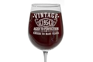 Vintage 1954 Etched 16oz Stemmed Wine Glass - 71st Birthday Gifts for Women - Cheers to 71 Years Old - 71st Decorations for h