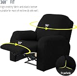 Topchances Recliner Cover - Soft Stretch Black Jacquard, Side Pocket view 6