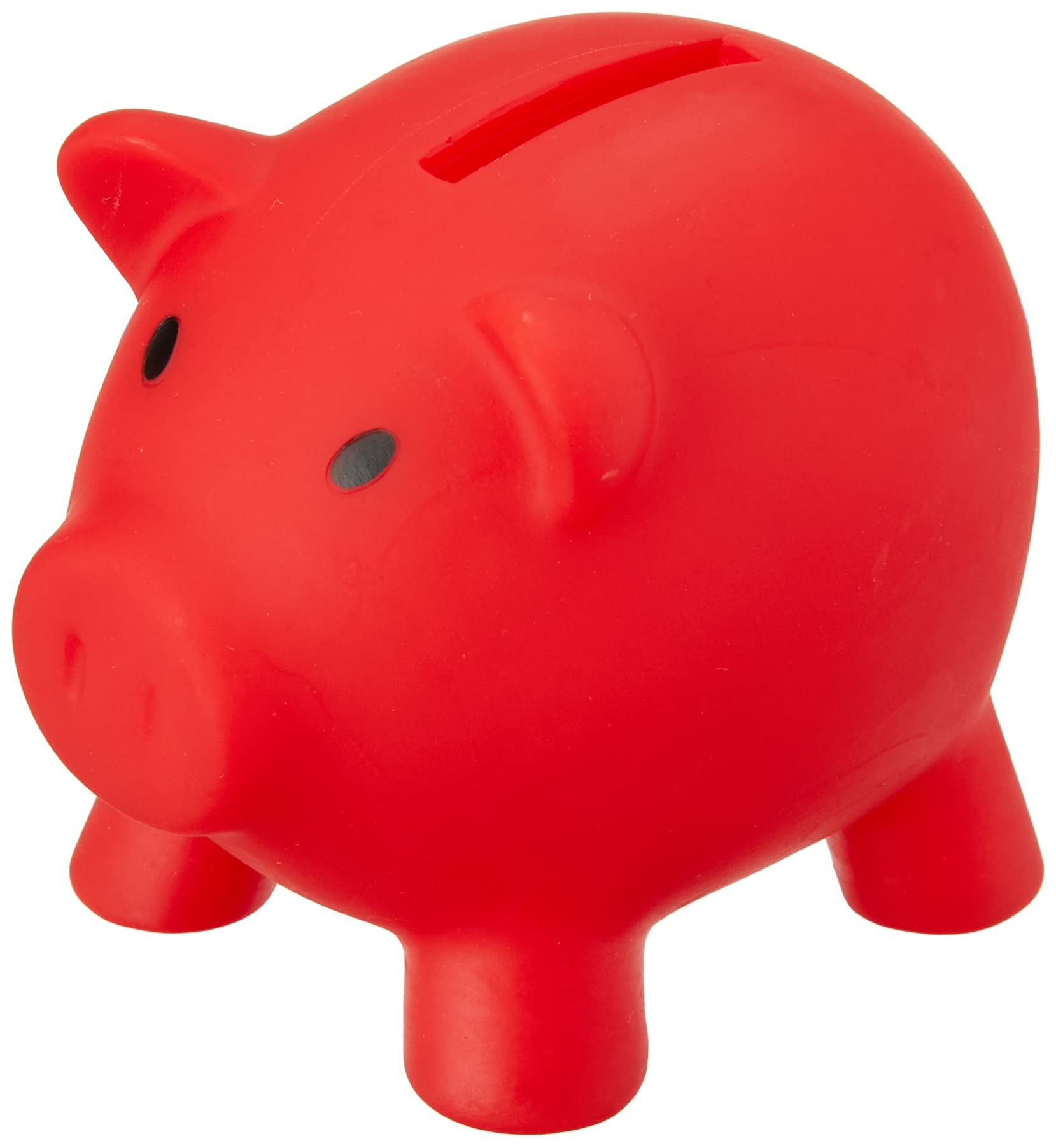 eBuyGB Piggy Bank/Money Box for Saving Coins and Cash Plastic Novelty Pig, Red
