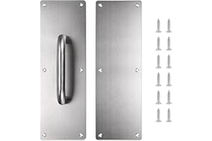 Sumnacon 1 Set 12" Stainess Steel Door Handle Pull & Push Plate - Heavy Duty Silver Gate Handle Bar for Home/Office/Warehouse/Public, Suitable of Wooden/Composite Door with Screws,Brushed