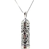 MIZZE Made for Luck 925 Sterling Silver Traveler’s Prayer Mezuzah Pendant & Prayer Box Charm Pendant on 19.5” Box Chain Necklace - Ideal Men & Women Protection Jewelry Gift