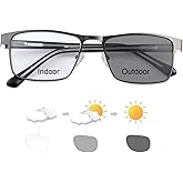 MIRYEA Photochromic Nearsighted Distance Glasses Transition Sunglasses For Men Women Retro Myopia Glasses Lightweight Negative Power Short Sighted Black Full Frame Eyewear Anit Glare UV400 Protection