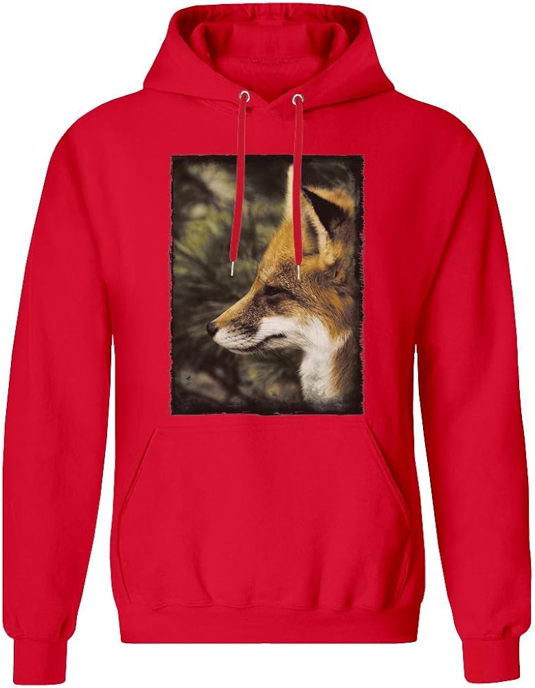 Fox Profile Hoodie Sweatshirt for Men - 80% Cotton, 20% Polyester - High Quality DTG Printing 