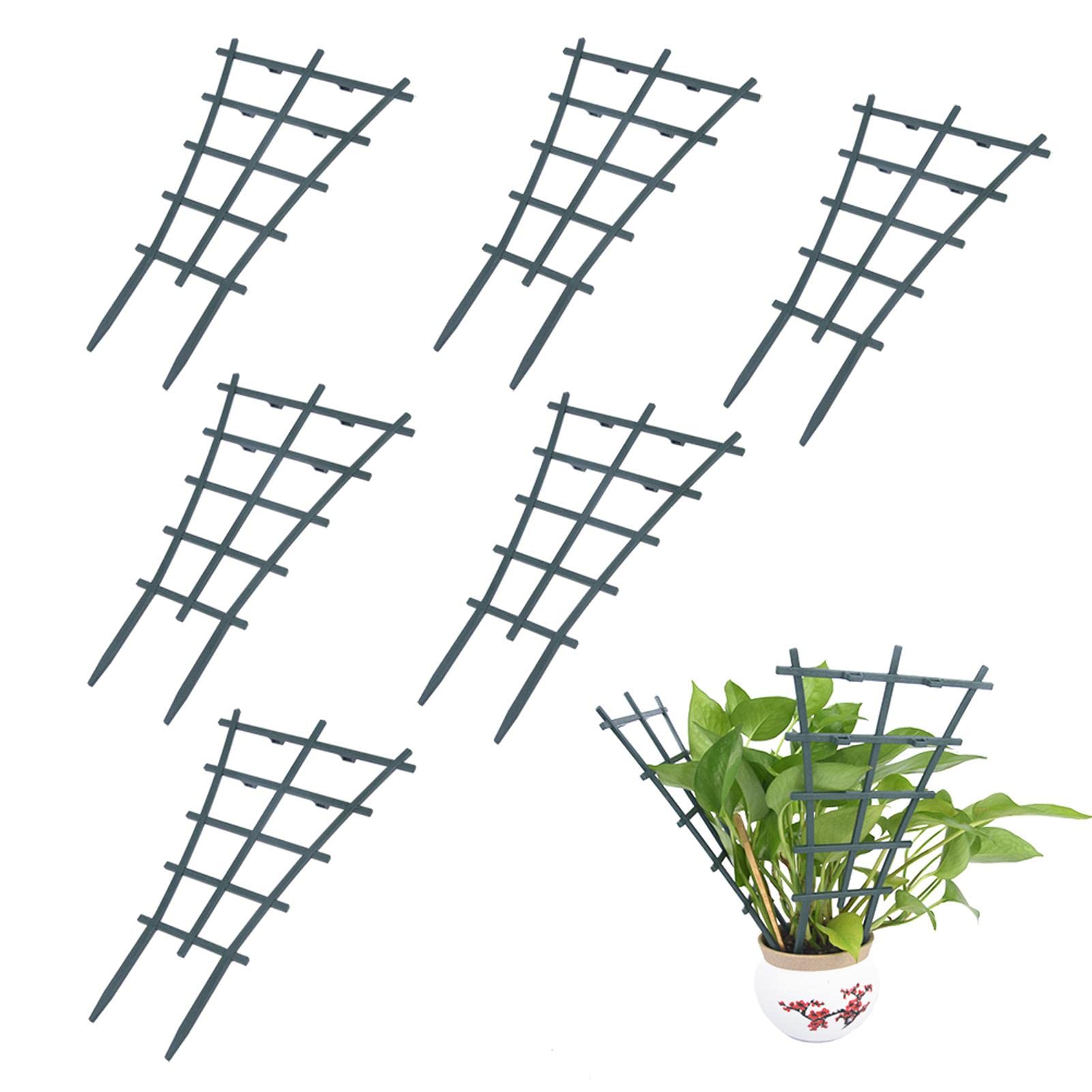 Hahhhha 6 Pcs Mini Trellis, Garden Trellis for Climbing Plants, Outdoor Plastic Superimposed Potted Plant Support for Vegetables, Roses, Beans, Pots (Dark Green)