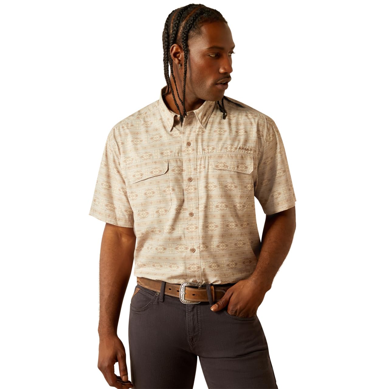 ARIAT Men’s Venttek Outbound Classic Fit Shirt, Taupe Grey, Large