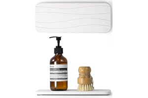 Plentio Fast Drying Diatomite Bathroom Tray, Soap Dish & Toothbrush Holders, Water Absorbing Stone Sink Organizer, White