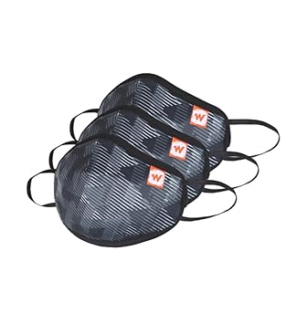 Wildcraft SUPERMASK W95 Plus Reusable Outdoor Respirator Mask (Black, Large) - Pack of 3