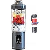 Personal Blender, Portable Blender for-Smoothies and Shakes, Ice crush, Juice, Pulse, 4 Programs, Cordless, USB-C Rechargeable, 18 oz removable Vessel, Lids and Straws, BPA Free, Dishwasher Safe