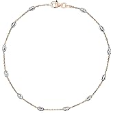 Savlano 18K Gold Plated Over 925 Sterling Silver Station Oval Moon Bead Anklet Chain For Women. Silver, Gold, Rose Gold - Made in Italy Comes With a Gift Box