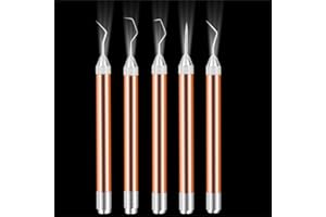 Taicols 5 Pieces of Vinyl Weeding Pen Tools with LED Lights, Weeding Hook Tweezers, LED Vinyl Hand Tools, Silhouette, Camera,