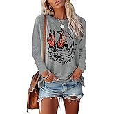 OUMASK Women's Western Cowgirl Long Sleeve Shirts Vintage Country Music Fall T-Shirt Hiking Travel Sweatshirt Tops