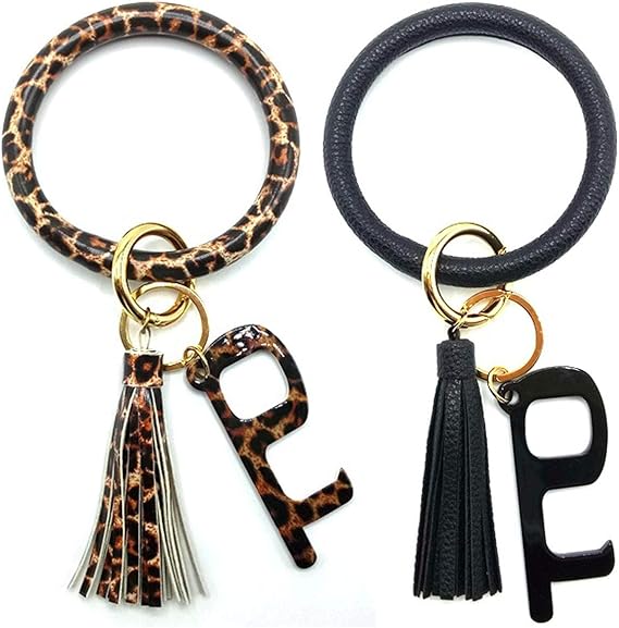 Amazon Spiritlele 2個 リストレット キーチェーン ブレスレット レザー キーリング バングル タッセル ビッグラウンド キーチェーン レディース ガールズ Us サイズ One Size カラー ブラック スペシャリティアパレル 通販