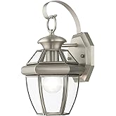 Livex Lighting 2051-91 Monterey 1 Light Outdoor Brushed Nickel Finish Solid Brass Wall Lantern with Clear Beveled Glass