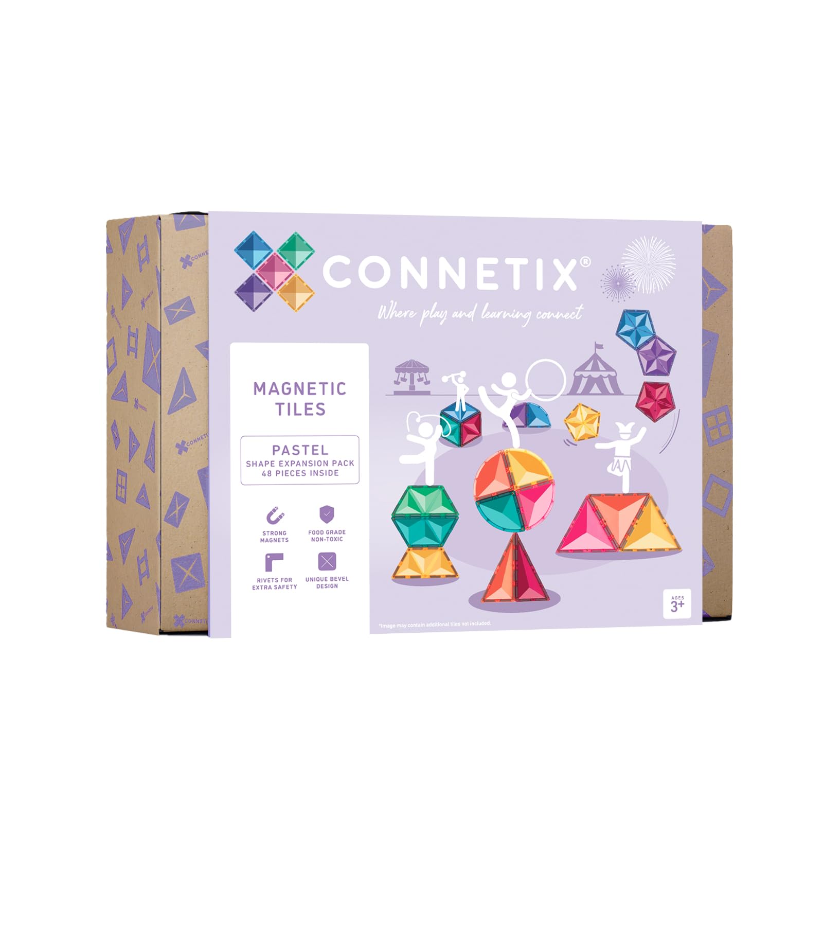 Connetix Pastel Shape Expansion Pack, 48 Pieces