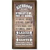 Rustic Bathroom Decor Rules Wood Sign, Farmhouse Bathrooms Décor, Rustic Bathrooms Door Rules Decors A071