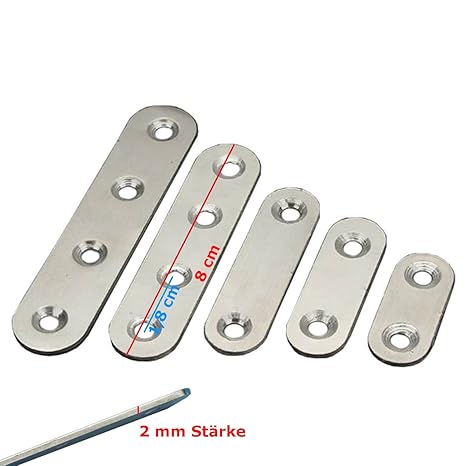 10x Edelstahl Holzverbinder Lochplatte Flachverbinder Metallverbinder Lochblech 80 mm