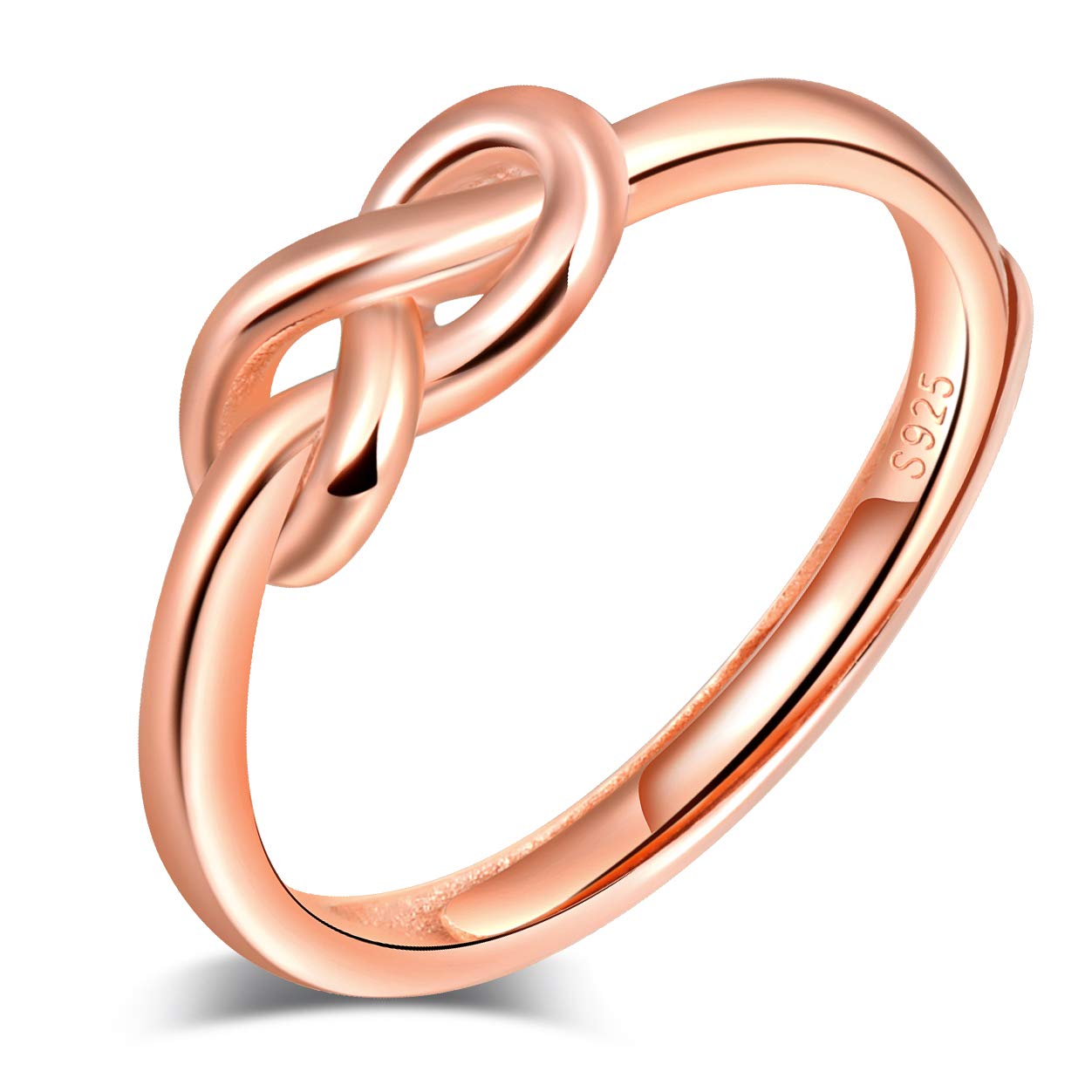 Yumilok Women's S925 Sterling Silver Ring Celtic Knot Adjustable Open Ring for Woman Girls Gift with Box, Rose Gold