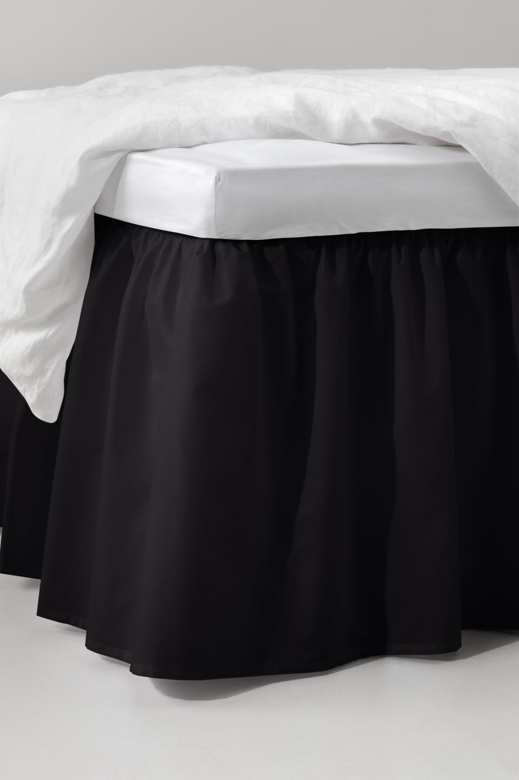 Jotex Zack Valance Bed Skirt Organic Cotton Bed Skirt, Height 45 cm - Black, 160 x 200 cm