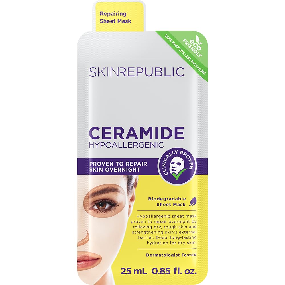 Skin Republic Ceramide Rejuvenating Sheet Face Mask | Helps Replenish Moisture | Repairs Dry Skin | Improves Skin’s External Barrier | Made in Korea (Pack of 1)