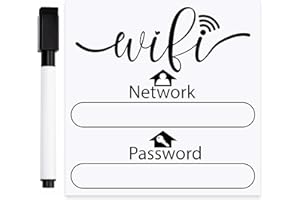 Magnetic WiFi Board with Erasable Pen, 5x5in White Black Reusable WiFi Password Board for Guest Home Fridge Magnet Business &