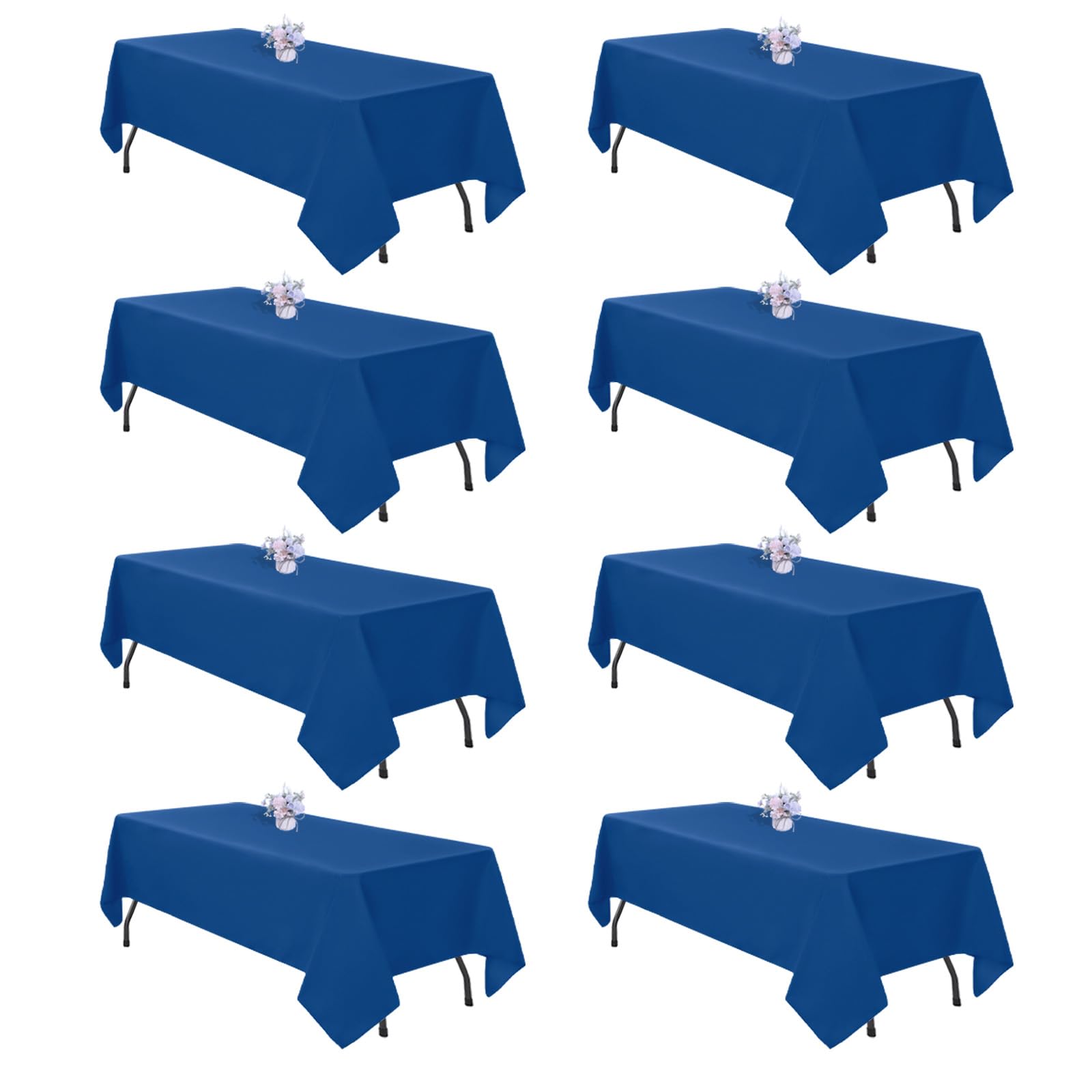 8 Pack Royal Blue Table Cloth 60x126 Inch Rectangle