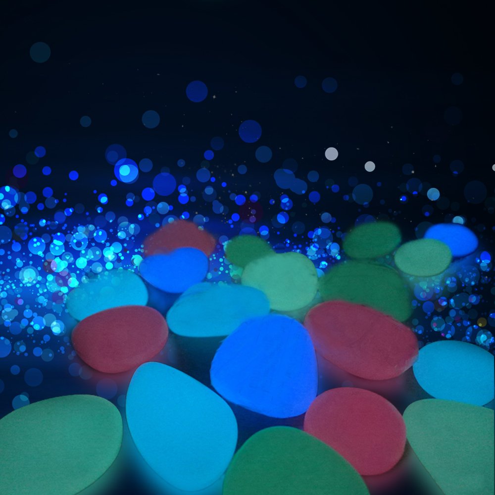 Gozheec fluoreszierende steine solar 300 stücke Leuchtende Steine Leuchtstein Dekostein Außenleuchte Künstliche Kieselsteine für Aquarium Garten Deko Gehweg