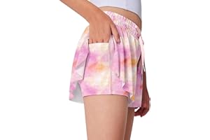 LaBeca Girls Flowy Athletic Shorts Running Tennis Active Butterfly Shorts Double Layer with Pockets Quick-Drying Shorts