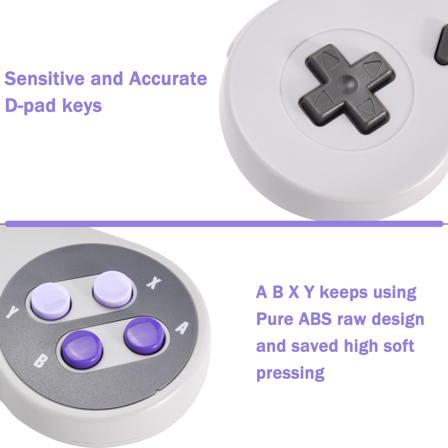2 Pack Retro Wired Controller for SNES Original Console, kiwitatá Remote Wired Gamepad Controller Compatible with SNES Super Entertainment Game Console System