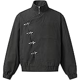 Vamtac Mens Lightweight Jacket Collar Jackets Metal Button Vintage Slant Placket Coats With Pockets